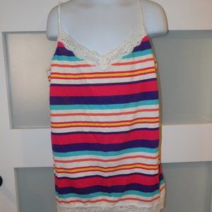 P.S. Aeropostale Striped With Lace Tank Top Size 14 (XL) Girls